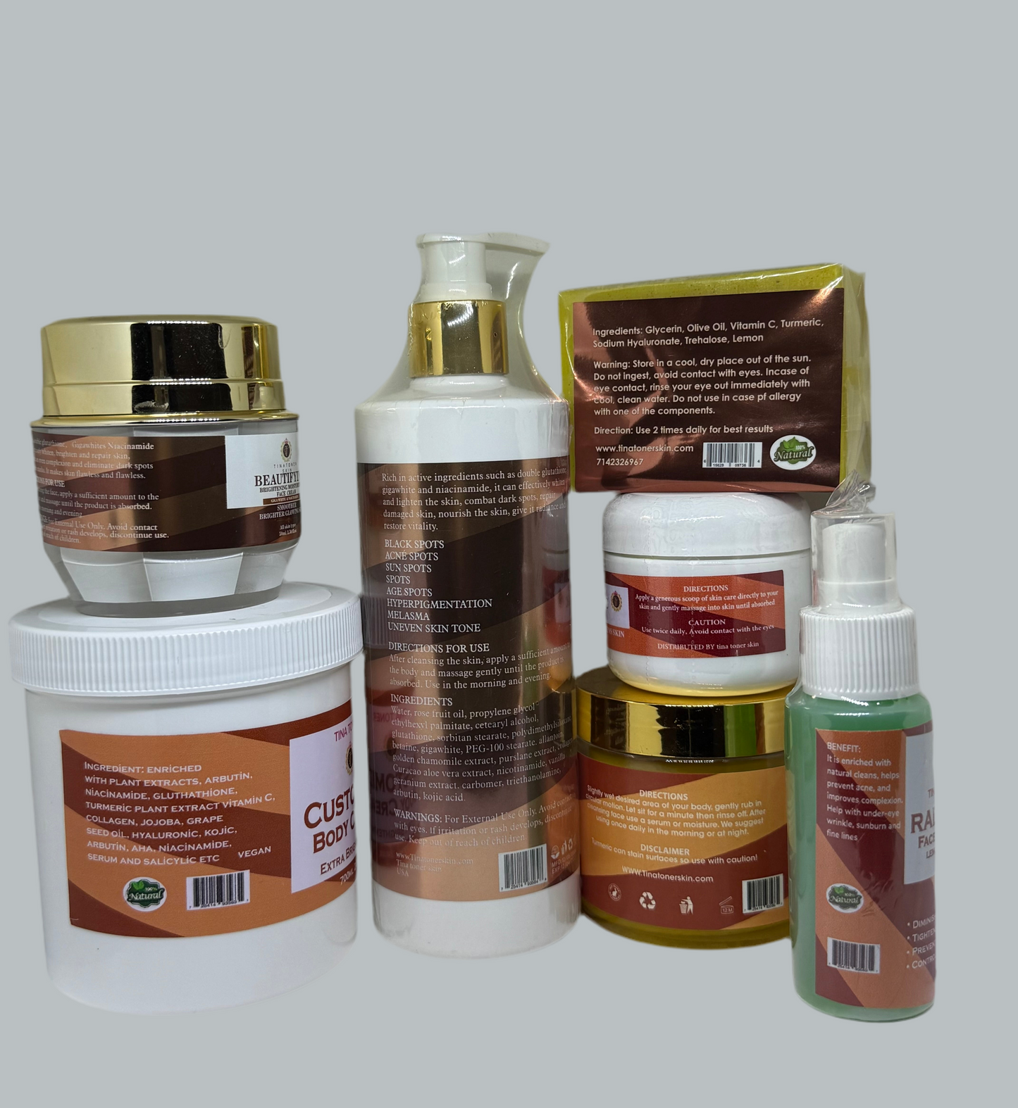 BIRTHDAY SPECIAL deal ) BEAUTIFYING BRIGHTENING 7 ( complete combo with BODY 500ml Coustomize cream