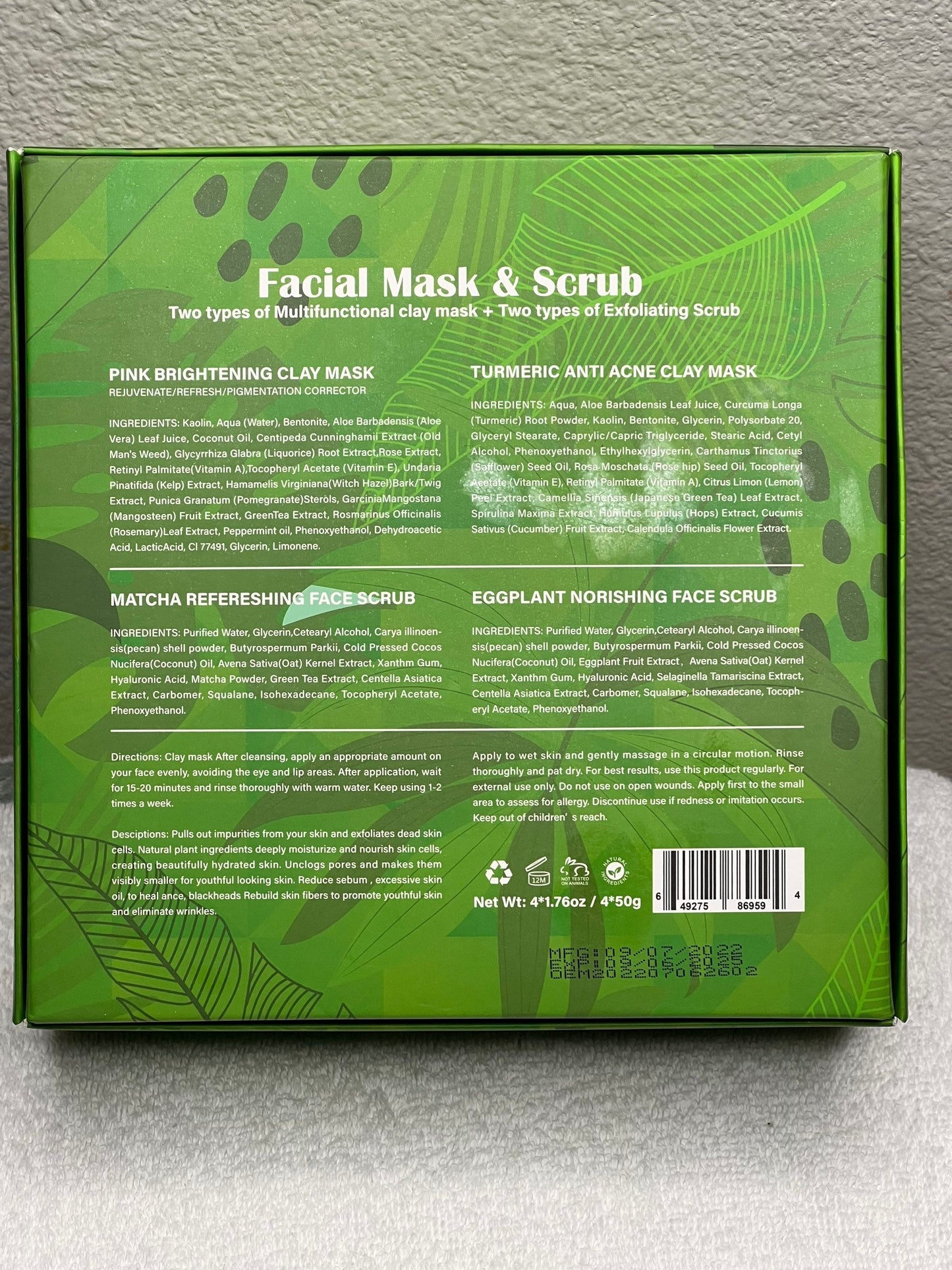Just Green face mask and scrub