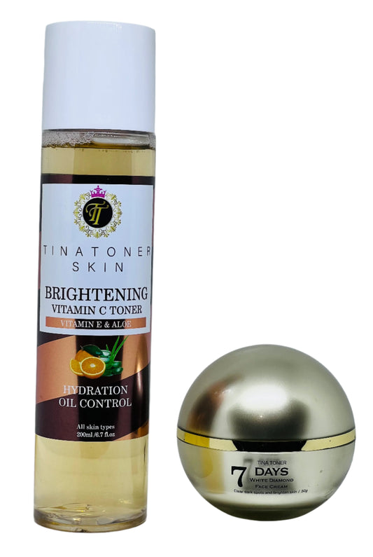 7 Day Diamond Face CREAM & TONER Brightening Moisturizer with Arbutin + Antioxidants