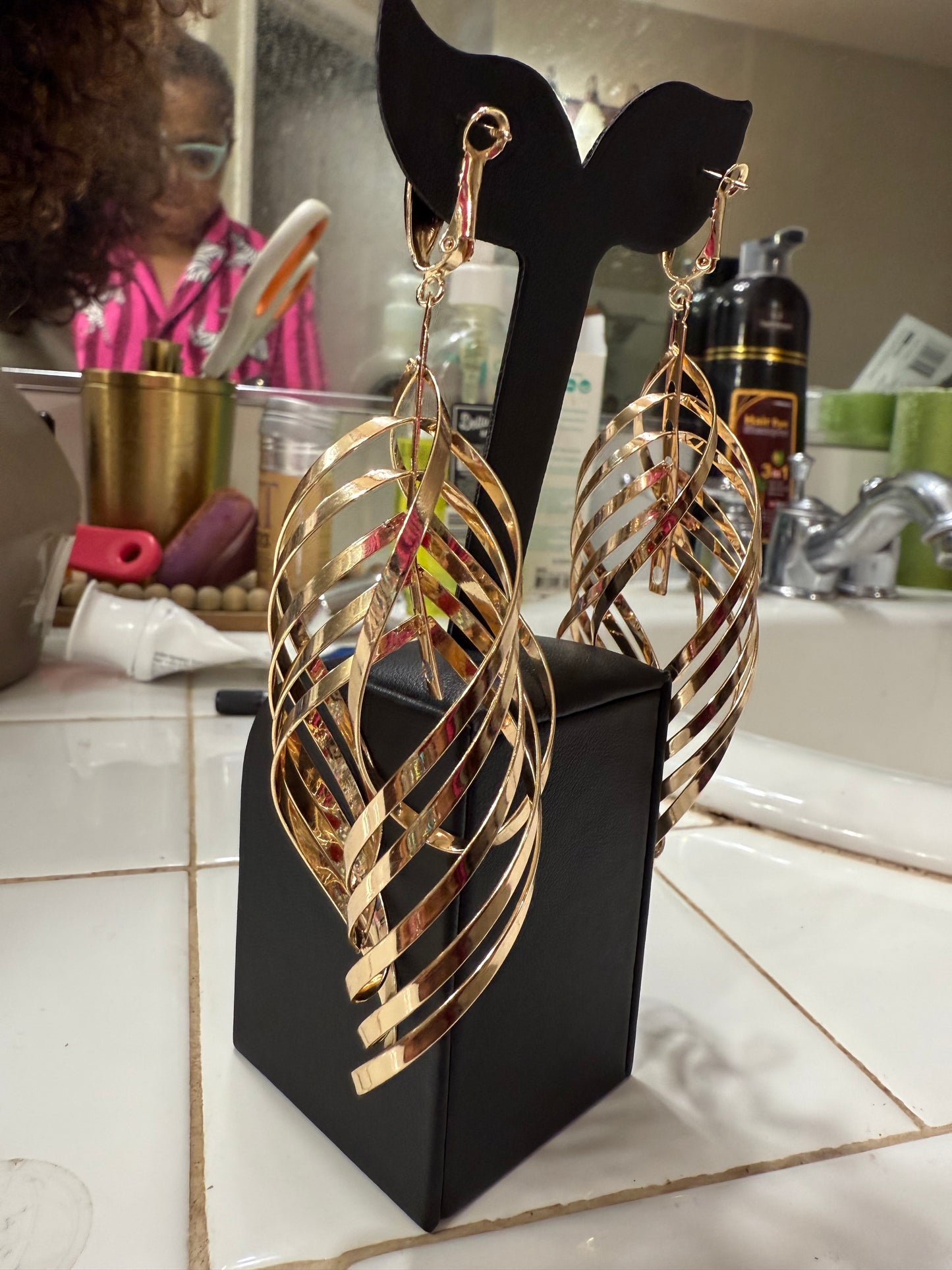 Gold plated.long earring