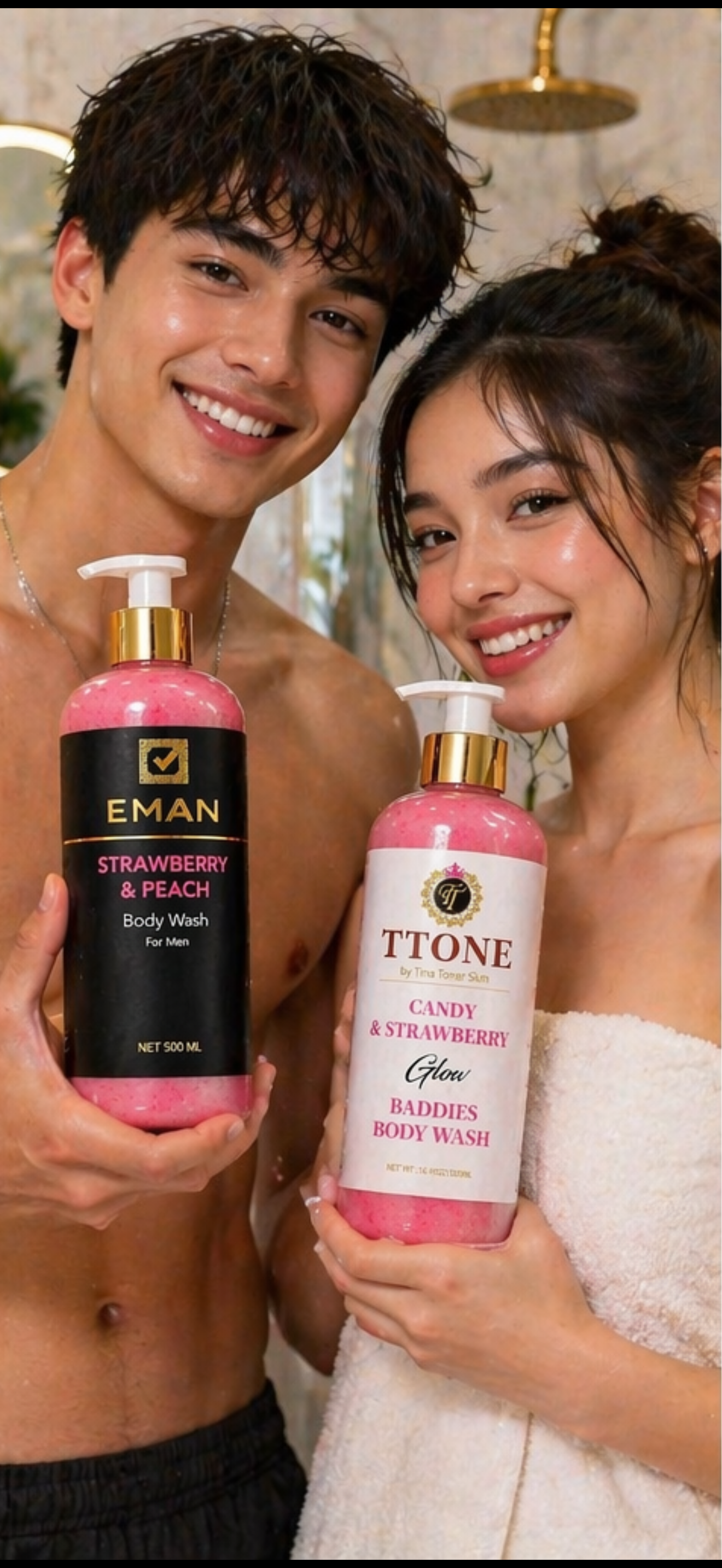EMAN X TTONE Candy & Strawberry + Mango & Banana Glow Body Wash 500g ( (Copy)
