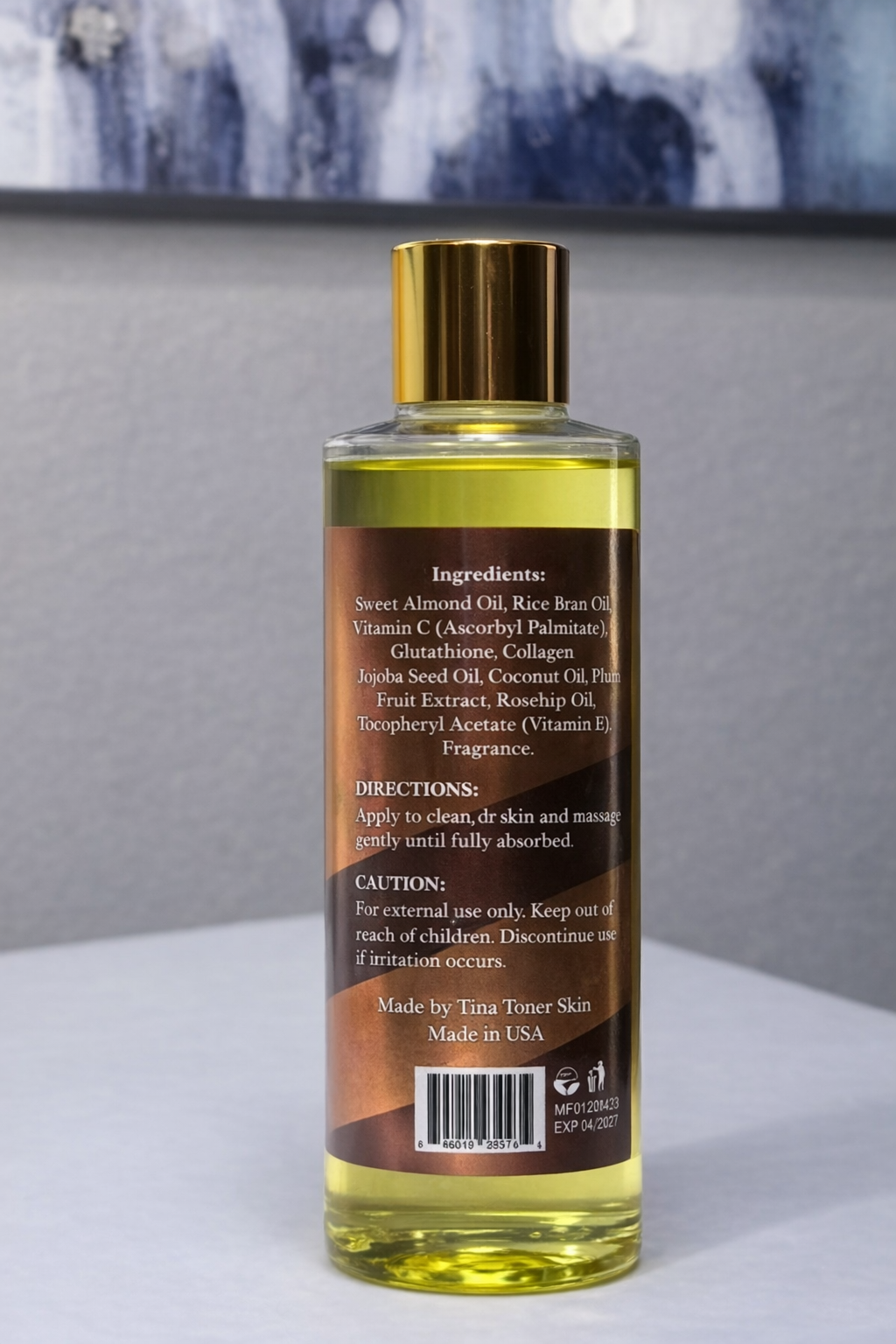 Tina Toner Oil Body Beautifying Oil Hydrating Oil 8 Oz