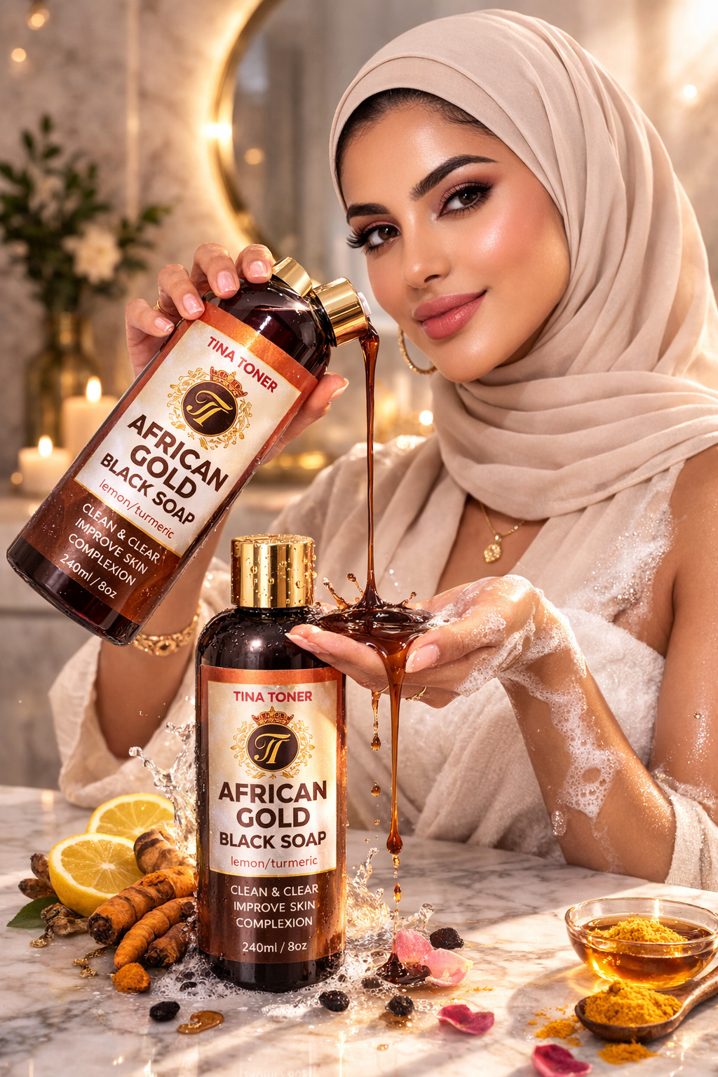 Africa Gold Black Soap Clean & Clear 16 Oz