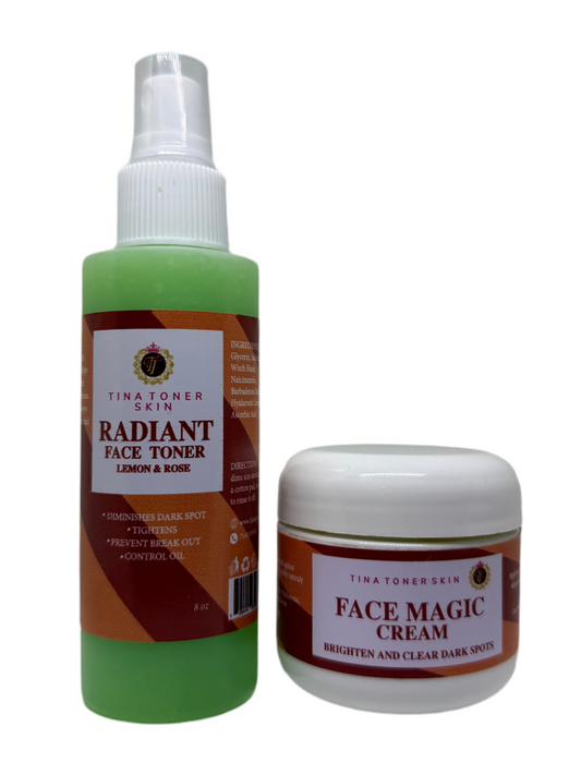 7 Day Diamond Face CREAM & TONER Brightening Moisturizer with Arbutin + Antioxidants