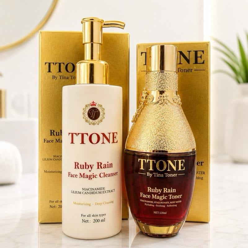TTONE Ruby Rain Face Magic and Toner Cleanser Set Cream 3 Limited Edition