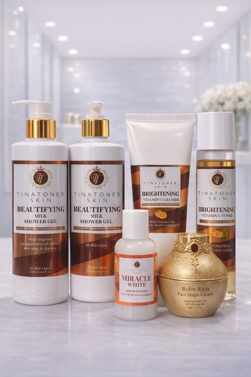 Complete Vitamin C Brightening Set – Shower Gel, Cleanser, Toner, Booster & Face Cream