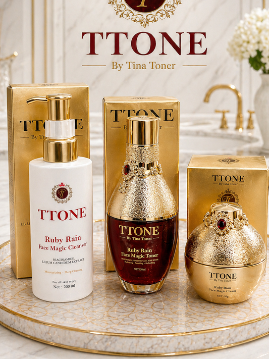 TTONE Ruby Rain Face Magic AND TONER   Cleanser set cream limited edition 3