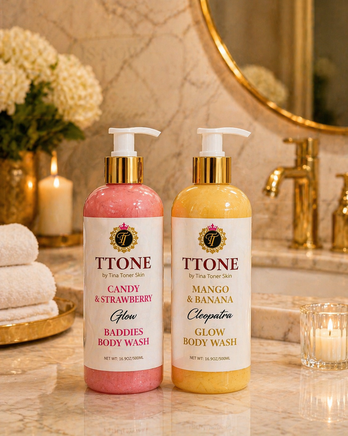 TTONE Candy & Strawberry + Mango & Banana Glow Body Wash Set  of 2    500g