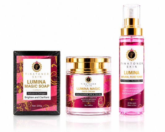 Lumina Glow set  with toner  face cream and bar soap  aloe 6 oz (sensitive  and mature skin)