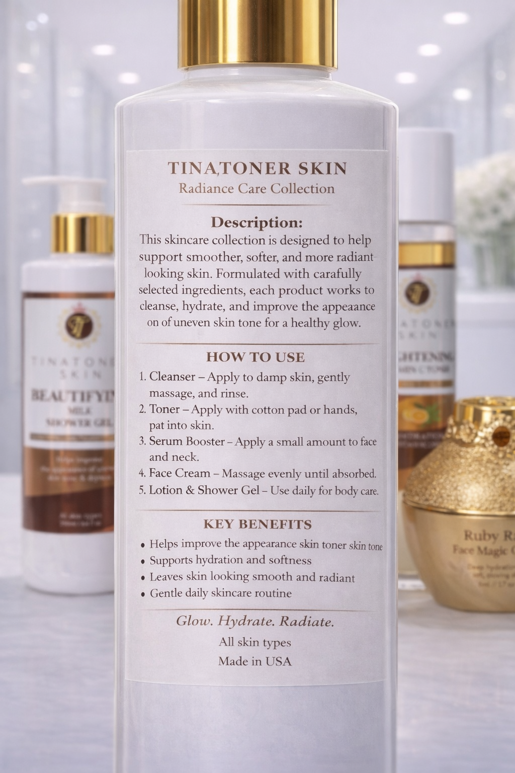 Complete Vitamin C Brightening Set – Shower Gel, Cleanser, Toner, Booster & Face Cream