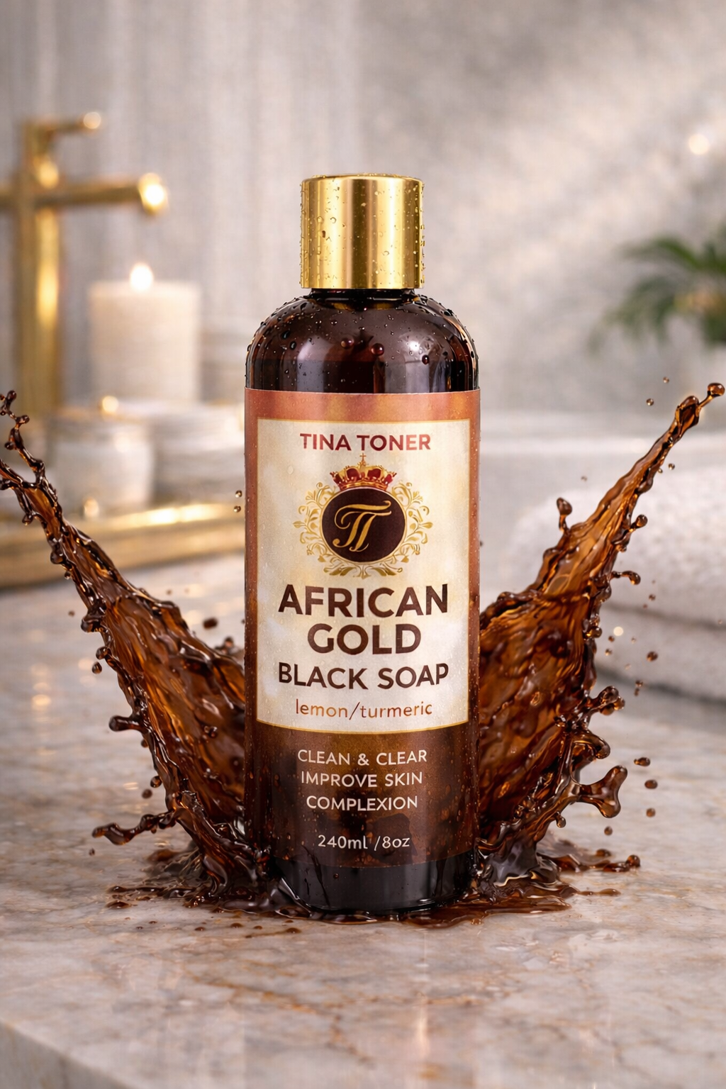 Africa Gold Black Soap Clean & Clear 16 Oz