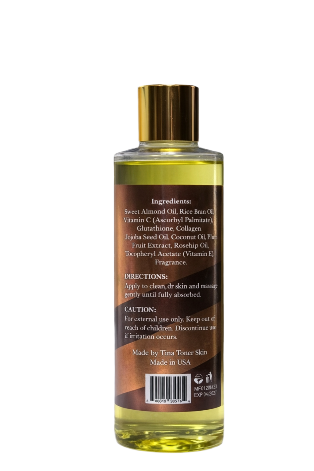 Tina Toner Oil Body Beautifying Oil Hydrating Oil 8 Oz