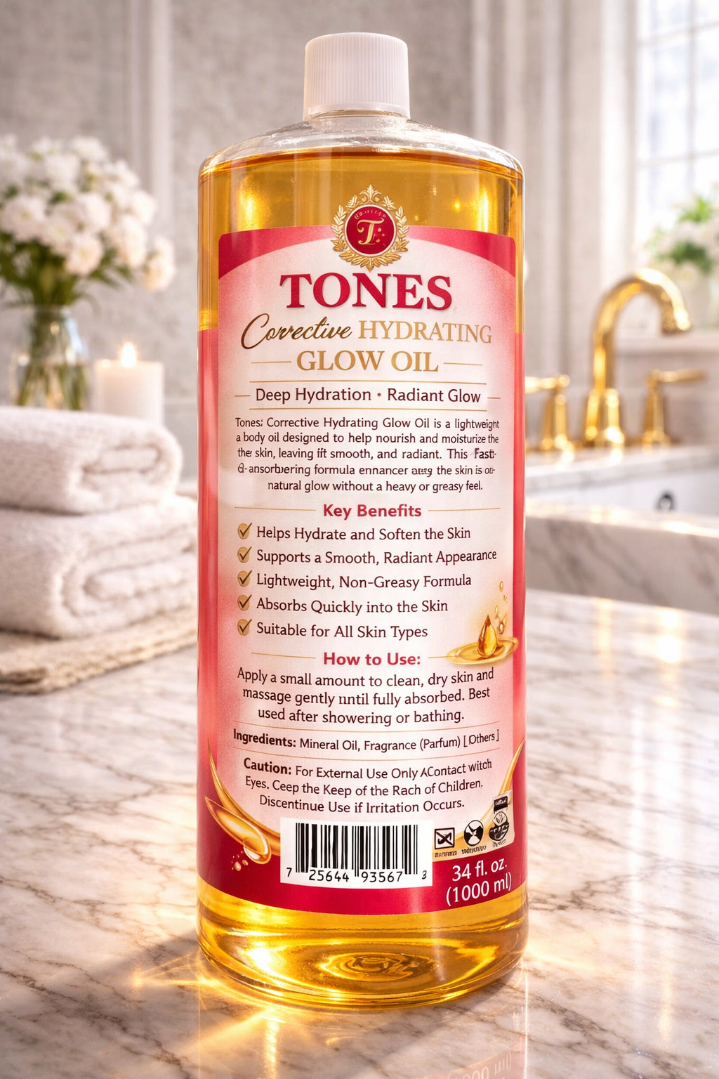 TONES BODY oil hydrating oil JOMBO SIZE 1L