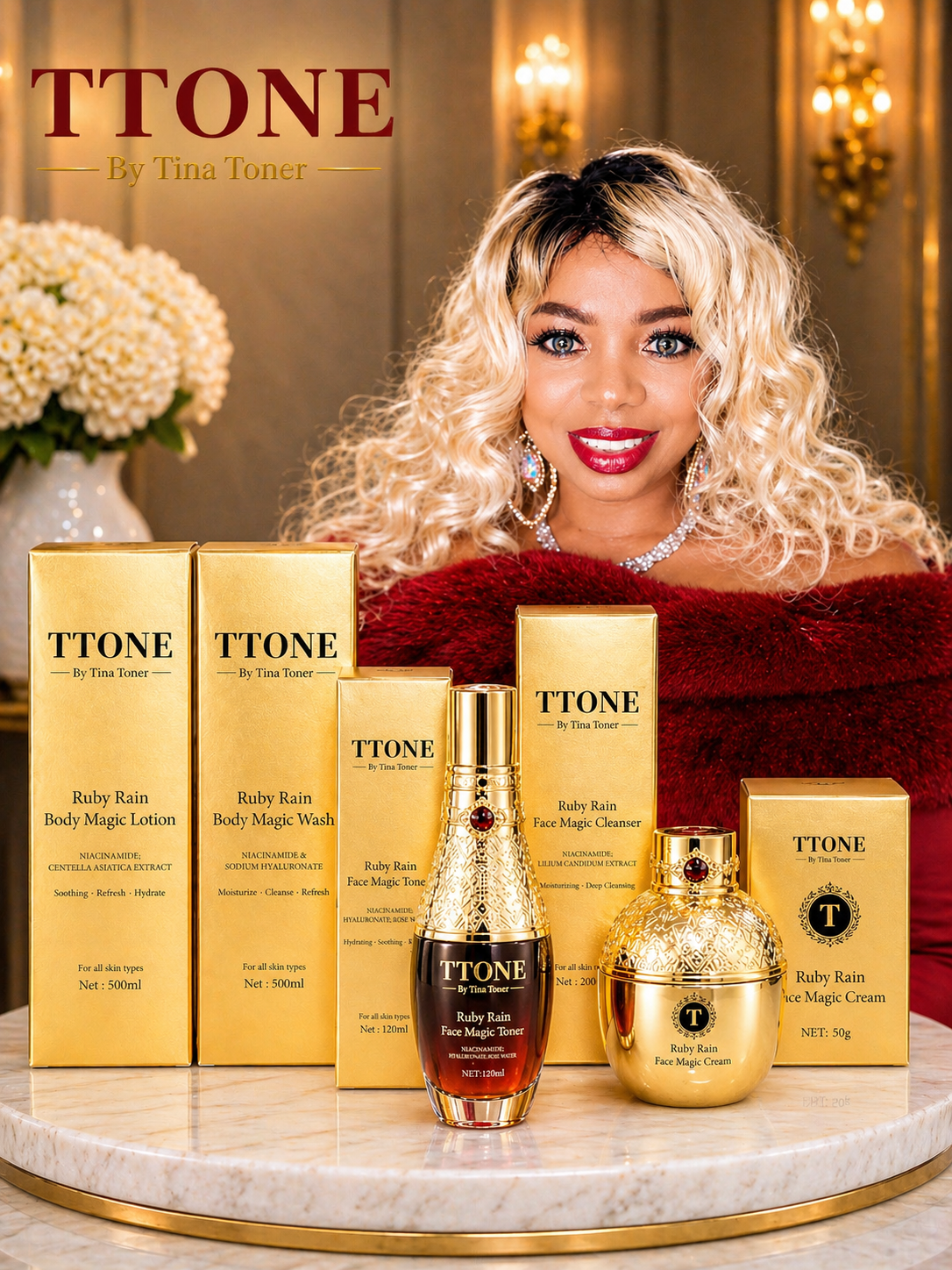 TTONE Ruby Rain  magic Luxury  toner Brightening ( bestseller)