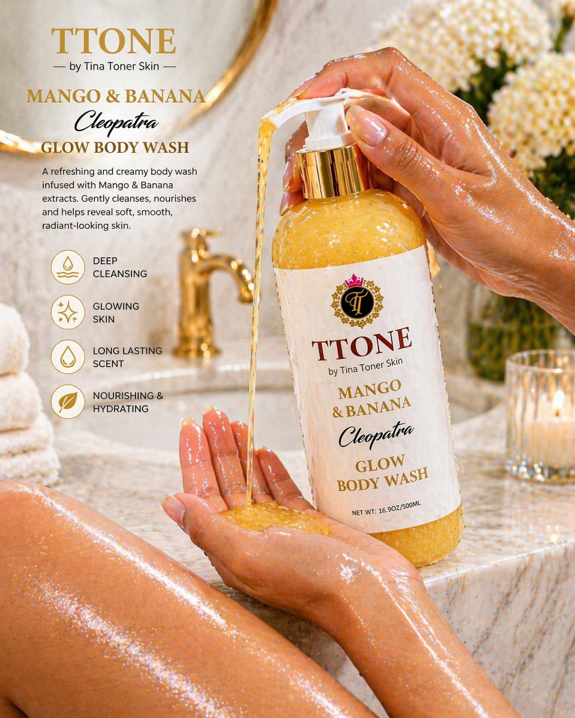 TTONE Candy & Strawberry + Mango & Banana Glow Body Wash Set  of 2    500g