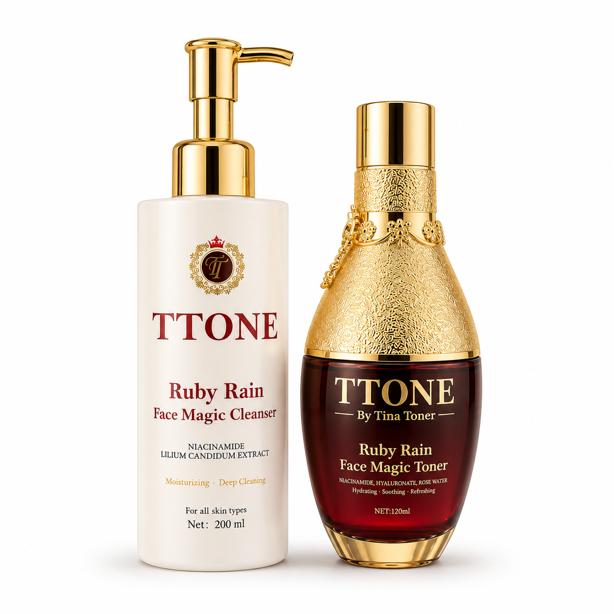 TTONE Ruby Rain Face Magic and Toner Cleanser Set Cream 3 Limited Edition