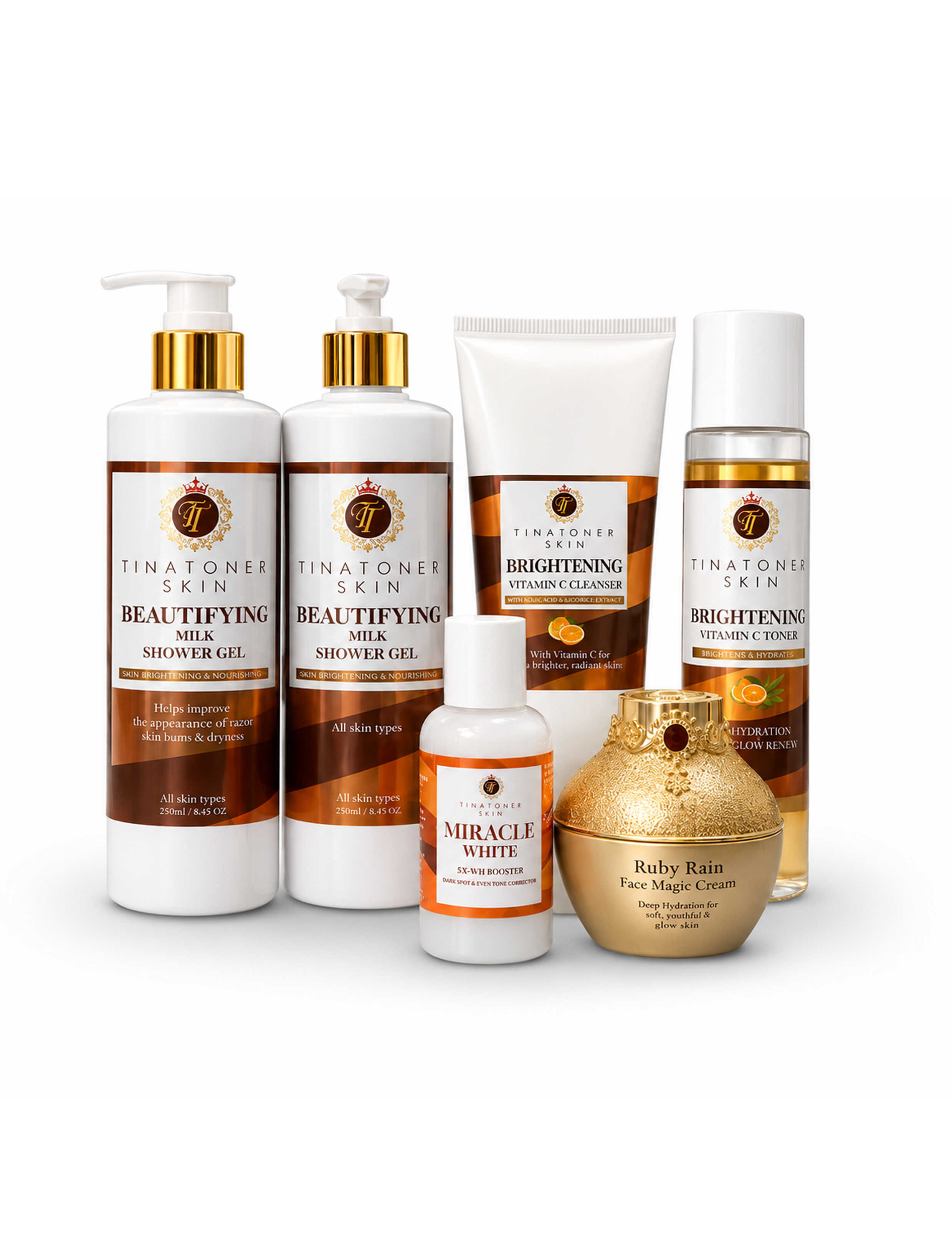 Complete Vitamin C Brightening Set – Shower Gel, Cleanser, Toner, Booster & Face Cream