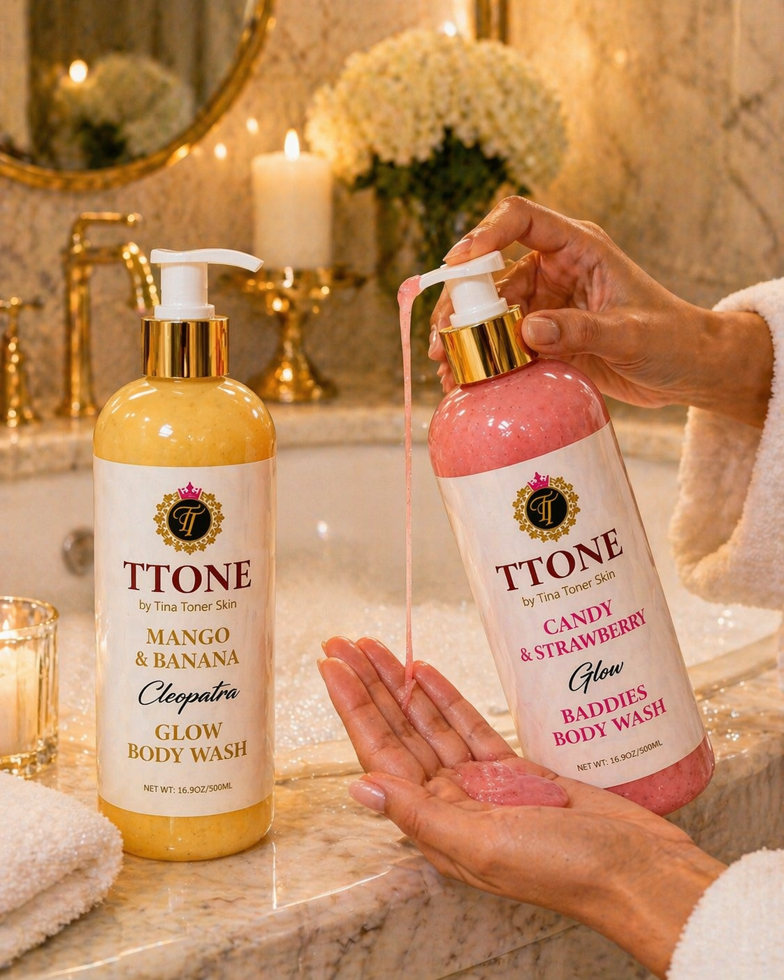 TTONE Candy & Strawberry + Mango & Banana Glow Body Wash Set  of 2    500g