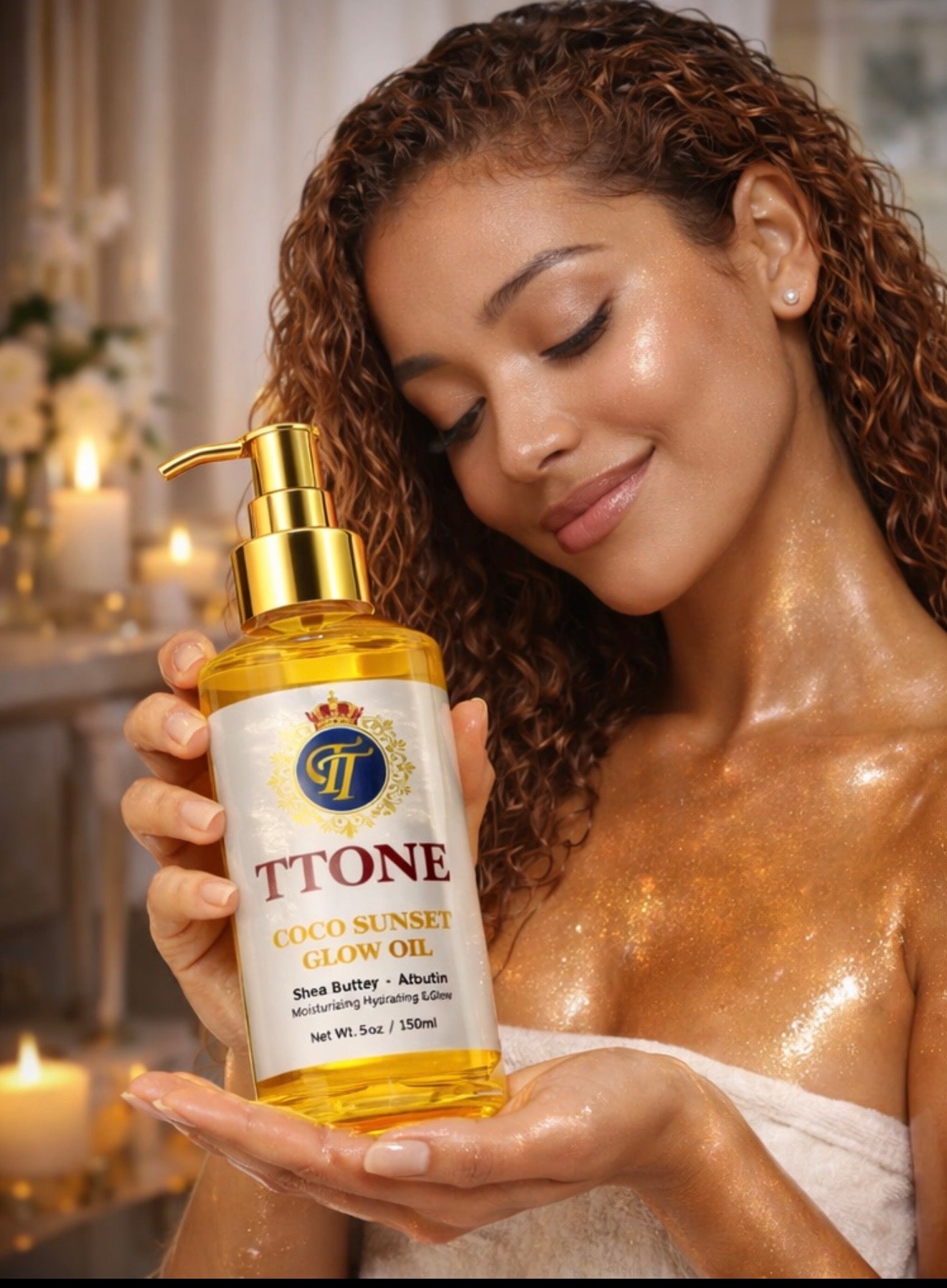 Yellow  Coco sunset gel oil hydration  glow and brightens 8 oz