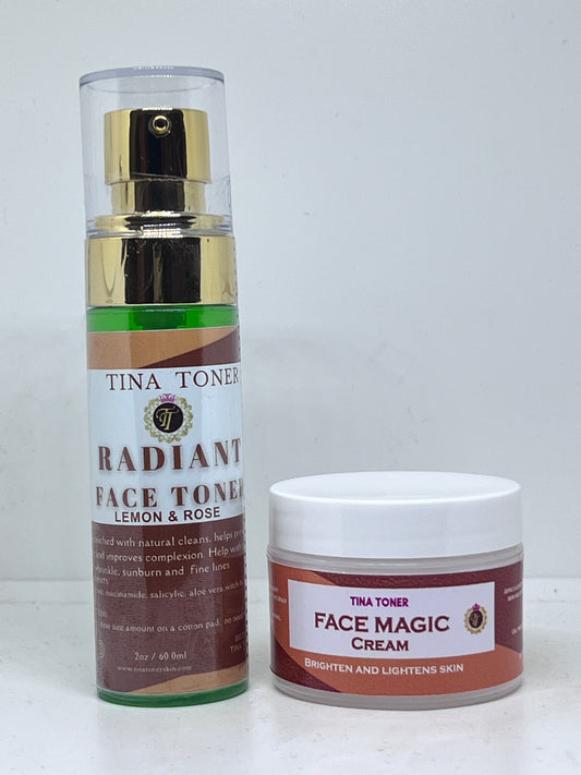 FACE MAGIC CREAM & TONER ( TRAVEL SIZE 1 oz ) Brightening Moisturizer with Arbutin + Antioxidants