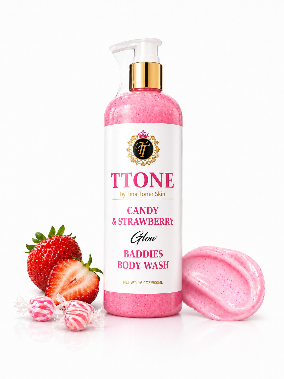 TTONE STRAWBERRY &peacb BADDIES Glow Body Wash
 500g