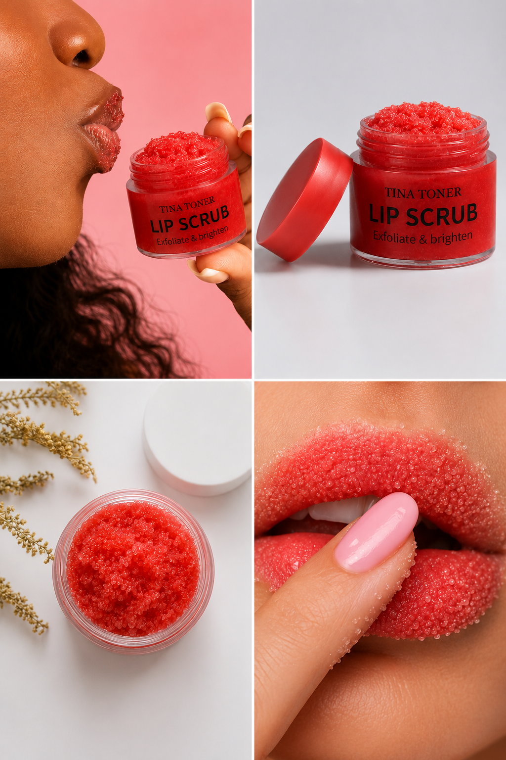 Tina toner pink lip scrub and moisturizer with brown Sugar and extract 100% Natural Lip Scrub
