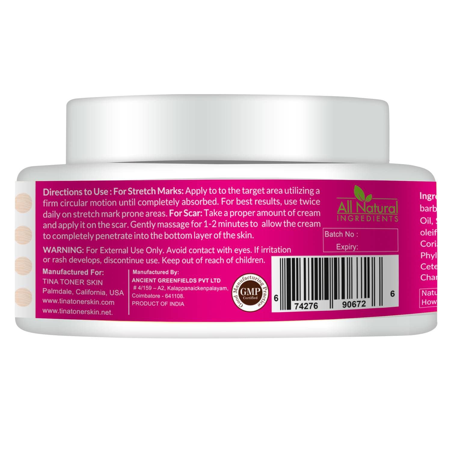 Organic Stretch Marks Cream Botanical Therapy 4 Oz