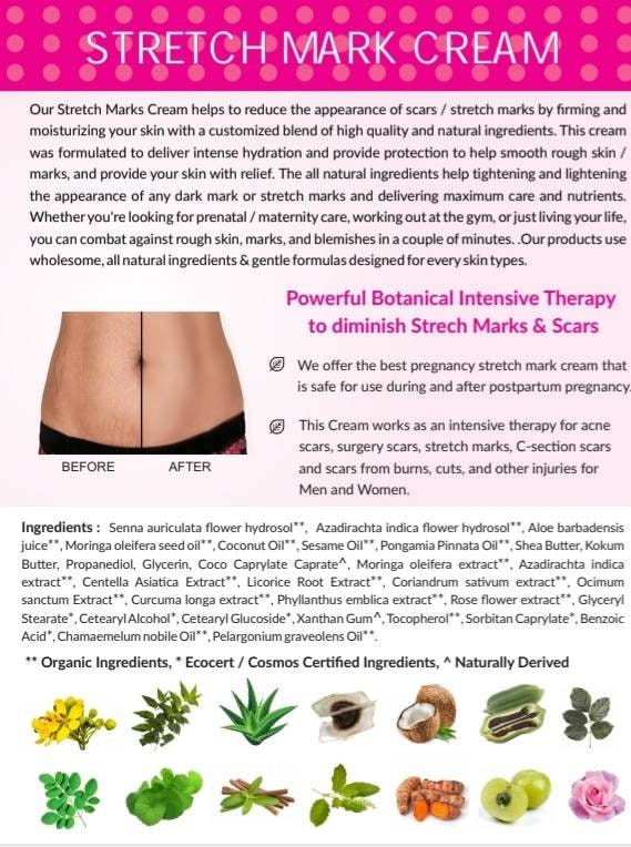 Organic Stretch Marks Cream Botanical Therapy 4 Oz